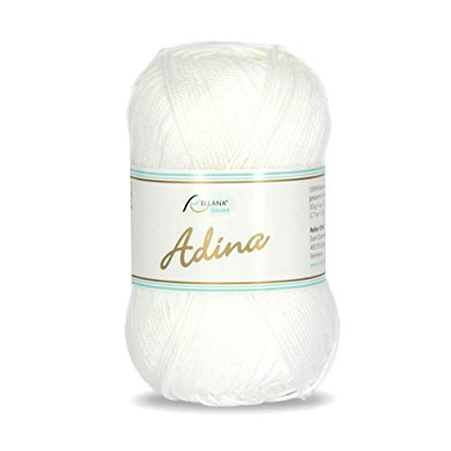 Adina von Rellana 100 % Baumwolle Garn Farbe 01 weiß 50g von Adina