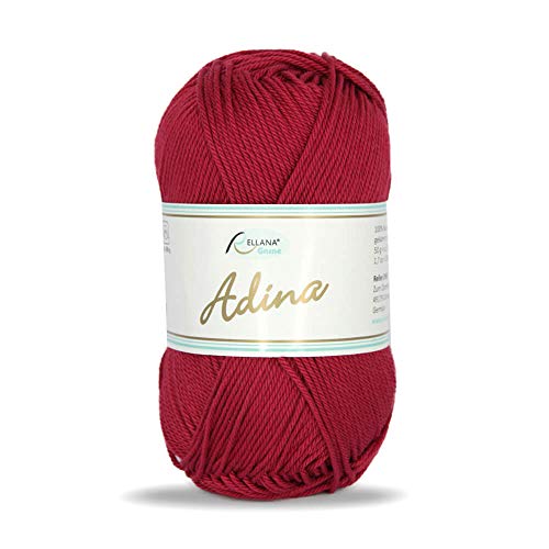 Adina von Rellana 100 % Baumwolle Garn Farbe 08 weinrot 50g von Adina