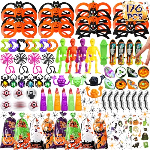 Adisher 176 Stück Halloween-Partygeschenke, Halloween-Brillen, Leckereien in Großpackungen, für Halloween, Süßes oder Saures, Klassenzimmer, Partyzubehör von Adisher