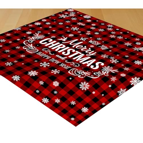 Adisno Tischdecke 85 x 85 cm, Quadrat, Rot Weihnachtstischdecke, Mitteldecke Weihnachten Deko Weihnachtstischdecke für Esszimmer Party Urlaub Dekoration von Adisno