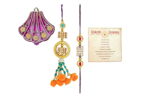 Bhai Bhabhi Set of 2 Rakhi For Brother and Bhabhi Rakhi Lumba set Couple Pair Rakhi Bracelet for Raksha Bandhan gifts, Roli Chawal In Reusable Acrylic Box Haldi Kumkum Tilak Box Copra for Festival von Aditri Creation