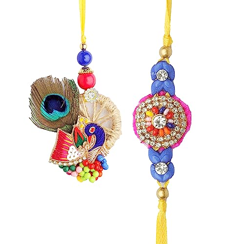 Bhaiya Bhabhi Rakhi Set of 2 Rakhi for Brother and Bhabhi Rakhi Lumba Set Couple Pair Rakhi Thread for Gift Set Rakhi Bracelet for Brother Sister Indian Traditional Festival von Aditri Creation