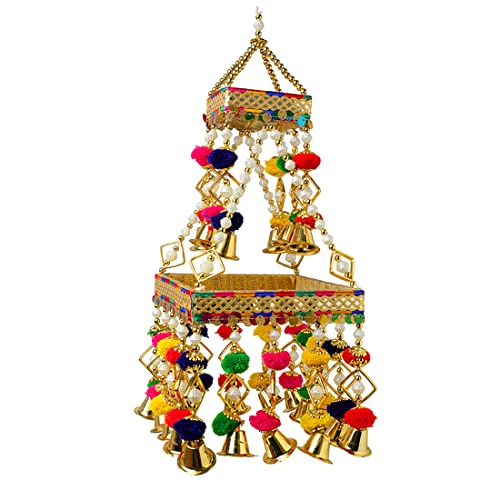 Round Centre Hanging Wall Roof Ceiling Hanging Jhoomar Colorful Pom Pom Hangings Decorative Ornament Party Decorations Indian Home Décor for Festivities & Gifting von Aditri Creation