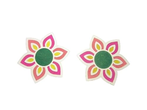 Set of 2 DIY MDF Readymade Flower Design Rangoli Mat Easy to Use Rangoli Template Easy to Fill Wooden MDF Rangoli Stencils Boards for Traditional Holi Festival of Colours(Size:-6" Diameter) von Aditri Creation