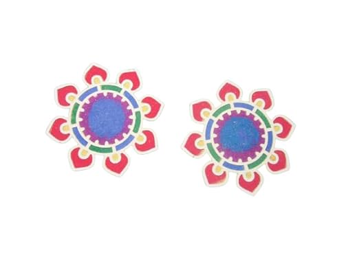 Set of 2 DIY MDF Readymade Flower Design Rangoli Mat Easy to Use Rangoli Template Easy to Fill Wooden MDF Rangoli Stencils Boards for Traditional Holi Festival of Colours(Size:-6" Diameter) von Aditri Creation