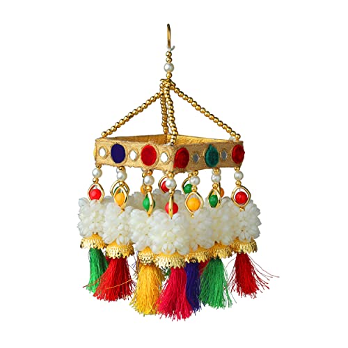 Aditri Creation Square Centre Hanging Wall Roof Ceiling Hanging Jhoomar Colorful Mogra Hangings Decorative Ornament Party Indian Traditional Home Decor for Wedding Festivities New Year Gifting von Aditri Creation