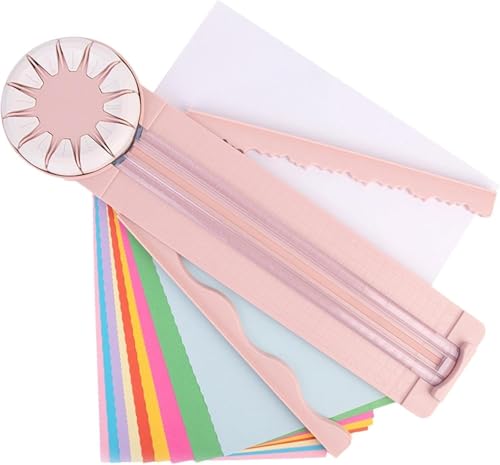 12 in 1 Bastelpapierschneider,Das Rollendesign Erleichtert Das Hin- Und Herschneiden Dekorativer Rand Papierschneider Für Scrapbooking, Geschenkverpackung (Pink) von Adius