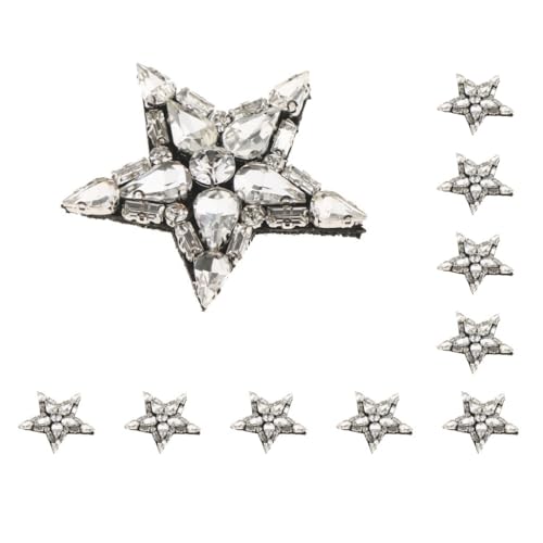 10 Set Stern Perlen Strass Applikation Nähen auf Patch Kleidung Tasche Zubehör Transparent von Adoorniequea