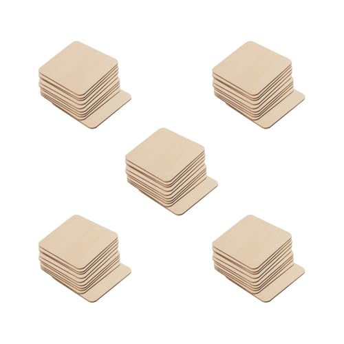 5 Set 10 Stück Blanko Holz Natur Scheiben Holzquadrate Ausschnitte für DIY Handwerk 7 cm von Adoorniequea