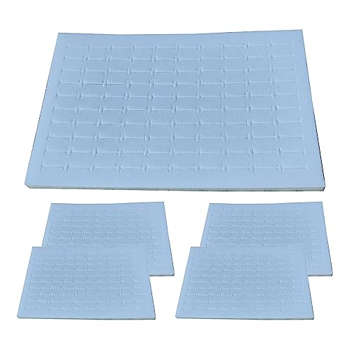 Adoorniequea 5 Stück 100 Steckplätze Ringpolster Schwammeinsatz Matten Schmuckschatulle Pads Display Supplies Weiß, 28,5 x 18 x 1,3 cm von Adoorniequea