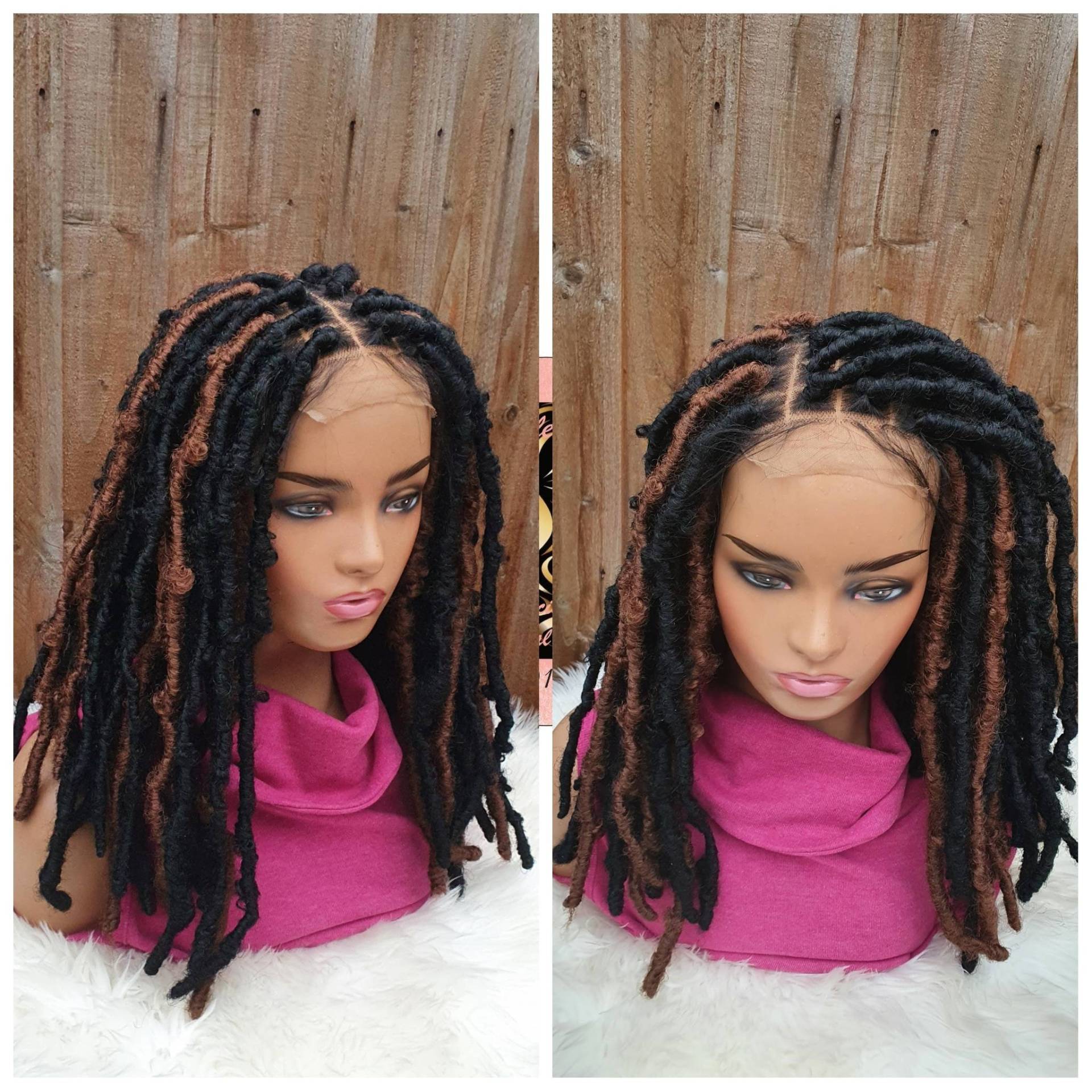 Butterfly Locs Braided Wig/ Locs Wig /4×4 Closure/Wig For Black Women 18 Inch von Adorablewigsuk