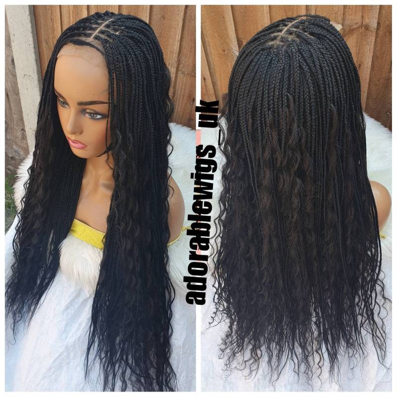 Goddess Braided Wig For Black Women /Hand Made Wigs/Full Closure 4×4 28 Inch von Adorablewigsuk