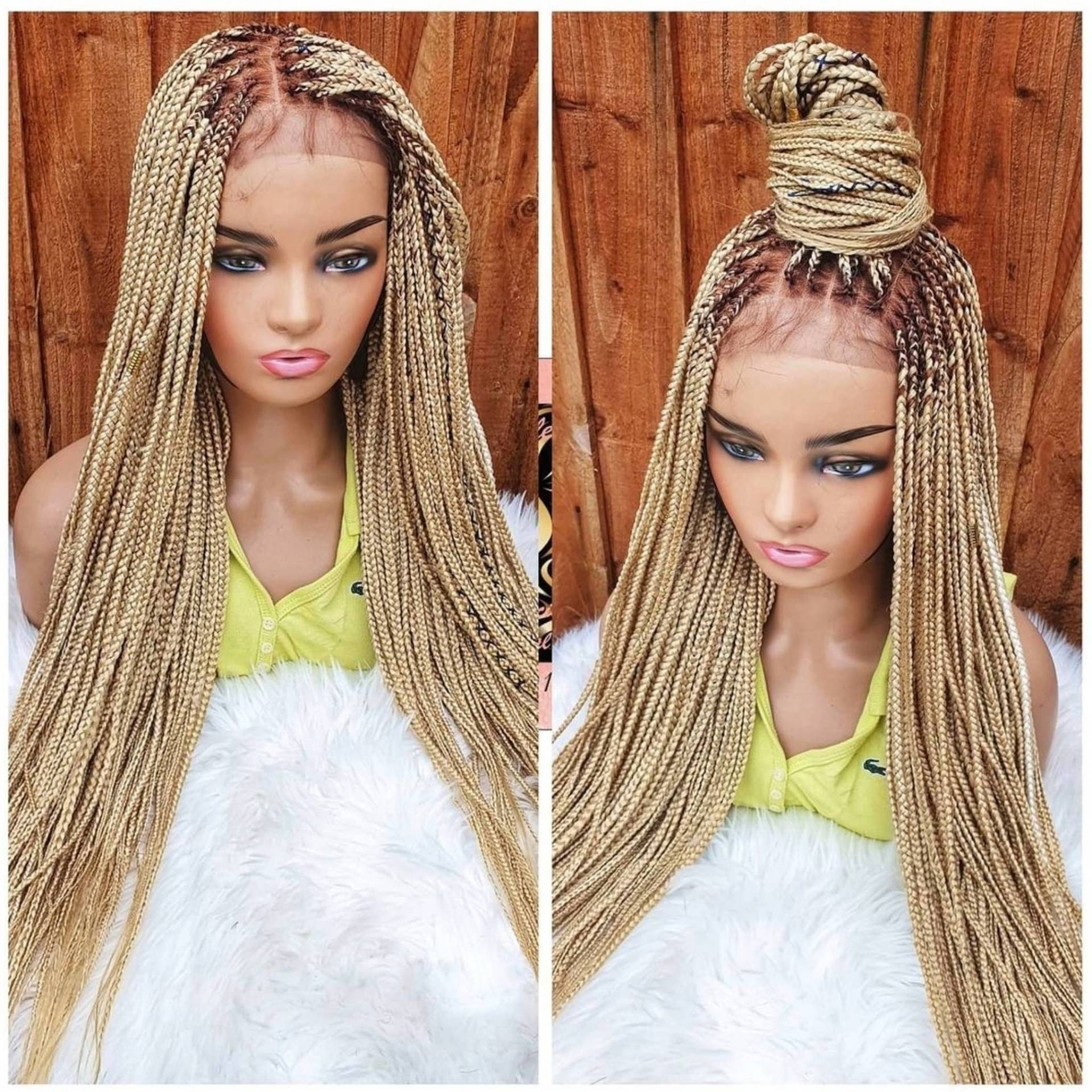 Handmade Braided 4×4 Closure, Knotless Braids Wig 26 Inch /Blonde /Glueless Wig von Adorablewigsuk