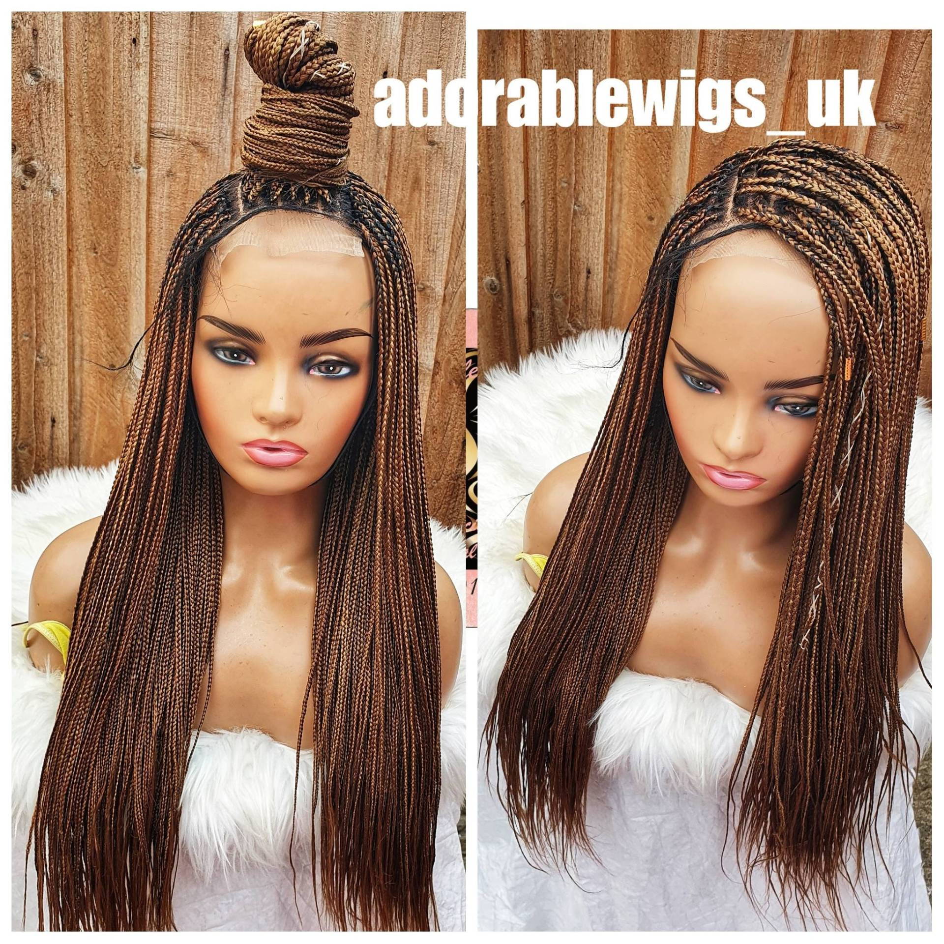 Knotless Braids Wig With 4×4 Lace Closure 26 Inch /Color Mix Braids, Color 28 & 30 Mix von Adorablewigsuk