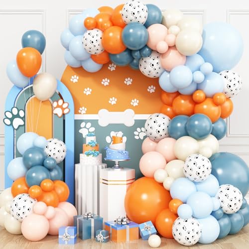 Blau Orange Luftballon Girlande,Hund Paw Ballon Girlande Geburtstagdeko Für Kindergeburtstag Themenparty Baby Shower Geburtstags Welpen Party Dekorations von Adorely