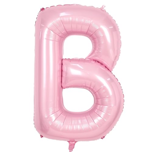 Buchstabe B Luftballon Rosa,40 Zoll Hell Pink B Buchstabe Luftballon,A-Z Mylar Alphabet Folienballon,Pastell Rosa Buchstaben Luftballon für Geburtstag Jahrestag Baby Dusche Hochzeit Party Deko von Adorely