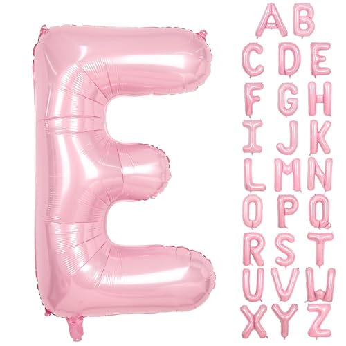 Buchstabe E Luftballon Rosa,40 Zoll Hell Pink E Buchstabe Luftballon,A-Z Mylar Alphabet Folienballon,Pastell Rosa Buchstaben Luftballon für Geburtstag Jahrestag Baby Dusche Hochzeit Party Deko von Adorely