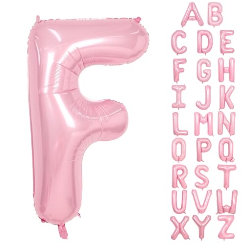 Buchstabe F Luftballon Rosa,40 Zoll Hell Pink F Buchstabe Luftballon,A-Z Mylar Alphabet Folienballon,Pastell Rosa Buchstaben Luftballon für Geburtstag Jahrestag Baby Dusche Hochzeit Party Deko von Adorely