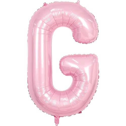 Buchstabe G Luftballon Rosa,40 Zoll Hell Pink G Buchstabe Luftballon,A-Z Mylar Alphabet Folienballon,Pastell Rosa Buchstaben Luftballon für Geburtstag Jahrestag Baby Dusche Hochzeit Party Deko von Adorely