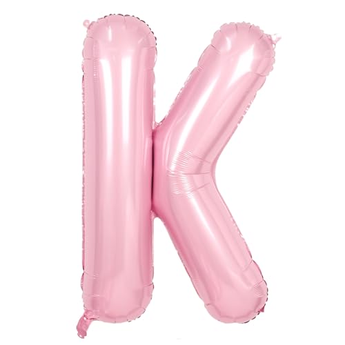 Buchstabe K Luftballon Rosa,40 Zoll Hell Pink K Buchstabe Luftballon,A-Z Mylar Alphabet Folienballon,Pastell Rosa Buchstaben Luftballon für Geburtstag Jahrestag Baby Dusche Hochzeit Party Deko von Adorely