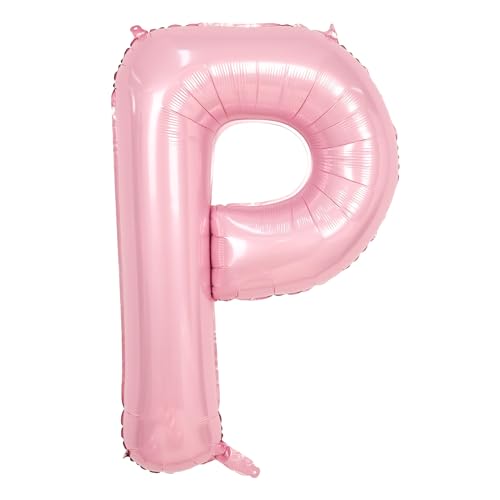 Buchstabe P Luftballon Rosa,40 Zoll Hell Pink P Buchstabe Luftballon,A-Z Mylar Alphabet Folienballon,Pastell Rosa Buchstaben Luftballon für Geburtstag Jahrestag Baby Dusche Hochzeit Party Deko von Adorely