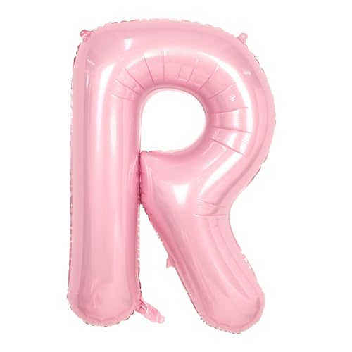 Buchstabe R Luftballon Rosa,40 Zoll Hell Pink R Buchstabe Luftballon,A-Z Mylar Alphabet Folienballon,Pastell Rosa Buchstaben Luftballon für Geburtstag Jahrestag Baby Dusche Hochzeit Party Deko von Adorely