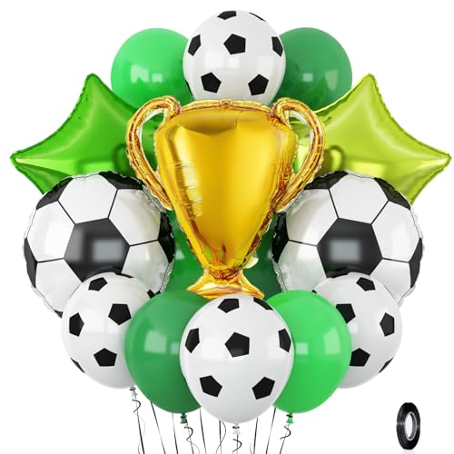 Fussball Luftballons,Fußball Deko Fußball ballons Soccer Champion Ballons Grün Luftballon für Junge kinder Fussball Geburtstagsdeko Sport Thema WM Party Dekoration von Adorely