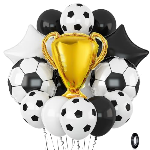 Fussball Luftballons,Fußball Deko Fußball ballons Soccer Champion Ballons Schwarz Weiß Luftballon für Junge kinder Fussball Geburtstagsdeko Sport Thema WM Party Dekoration von Adorely