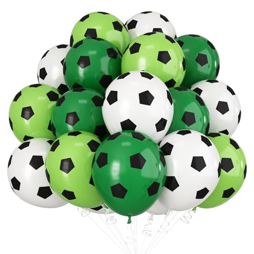 Fussball Luftballons 30 Stück,Fußball Deko Fußball ballons 12 Zoll Grün Weiß Latex Fussball Ballons für Junge kinder Fussball Geburtstagsdeko Sport Thema WM Party Dekoration von Adorely