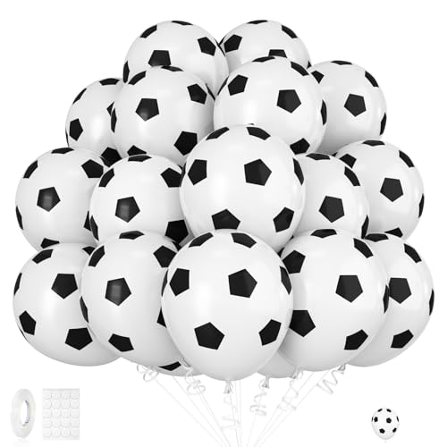 Fussball Luftballons 30 Stück,Fußball Deko Fußball ballons 12 Zoll Latex Fussball Ballons für Junge kinder Fussball Geburtstagsdeko Sport Thema WM Party Dekoration von Adorely