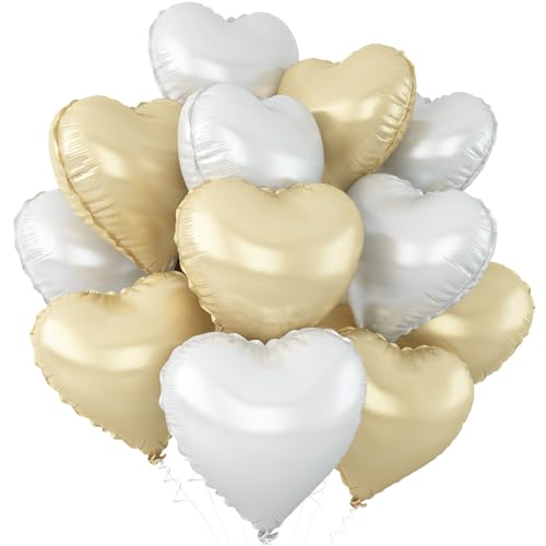 Gold Silber Herz Luftballons,12Stück Hell Gold Herz Geformt Folie Luftballon,18Zoll Gold und Silber Helium Mylar Luftballons für Baby Dusche Geburtstag Jubiläum Hochzeit Party Dekoration von Adorely