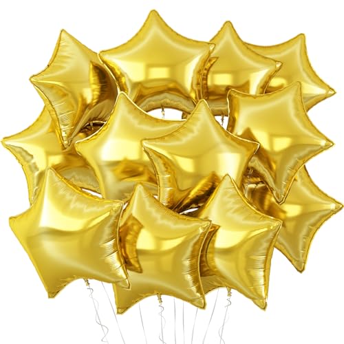 Gold Stern Luftballons,12 Stück Gold Stern Geformt Folie Luftballon,18 Zoll Große Gold Helium Mylar Luftballons für Abschlussfeier Geburtstag Babyparty Jahrestag Hochzeit Party Dekoration von Adorely