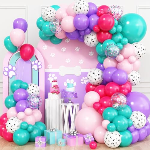 Lila Rosa Blau Luftballon Girlande,Hund Paw Ballon Girlande Geburtstagdeko Für Kindergeburtstag Themenparty Baby Shower Geburtstags Welpen Party Dekorations von Adorely