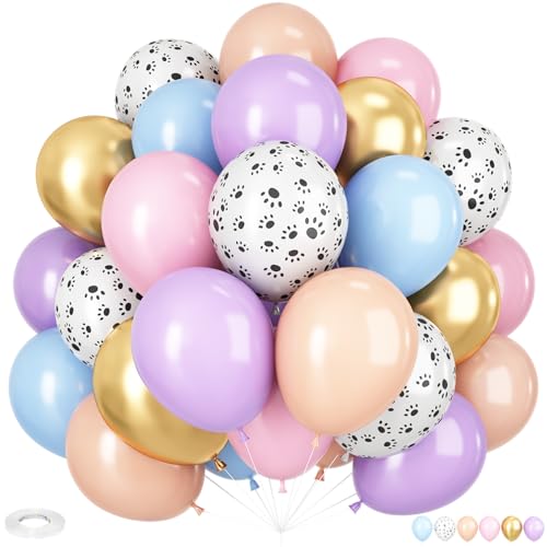 Hundepfoten Luftballons,12 Zoll Blau Rosa Lila Luftballons 50 Stück Luftballons Für Kinder Geburtstagdeko Baby Shower Welpen Party Dekorations von Adorely