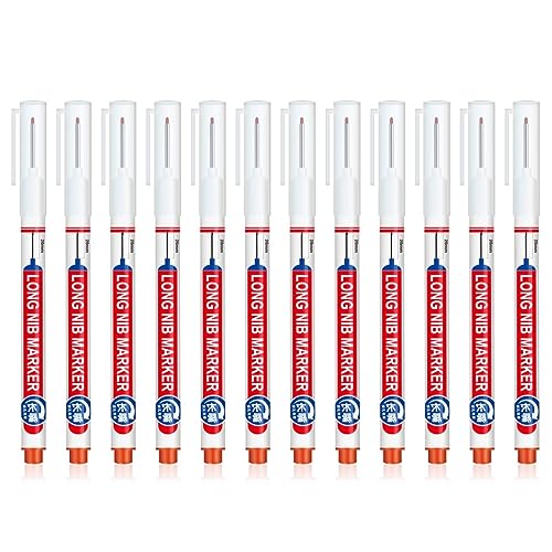 12 Stück Marker auf Ölbasis, 20 mm Lochmarker, Langnasenmarker, schnell trocknender Tischlermarker, Ölmarkierer von Adrosstoller