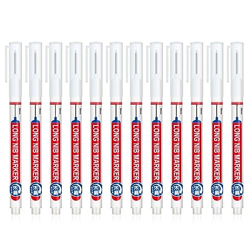 12 Stück Marker auf Ölbasis, 20 mm Lochmarker, Langnasenmarker, schnell trocknender Tischlermarker, Ölmarkierer von Adrosstoller