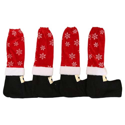 4 Stück Weihnachtsstuhlbeinsocken, weich und Tischschutz für festliche Abendessen-Dekoration von Adrosstoller