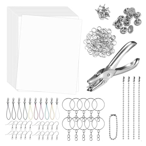 Schrumpfschlauch-Set, Schmuckherstellung, Set mit Buntstiften, Schlüsselanhänger, Ohrringhaken, Loch zum Basteln von Adrosstoller