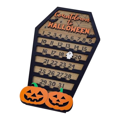 Adsfvs Halloween-Kalender-Countdown, Halloween-Adventskalender 2024 | Countdown-Schild aus Holz,Halloween-Kalender aus Holz für Halloween-Dekoration, Halloween-Sarg-Countdown-Kalender von Adsfvs