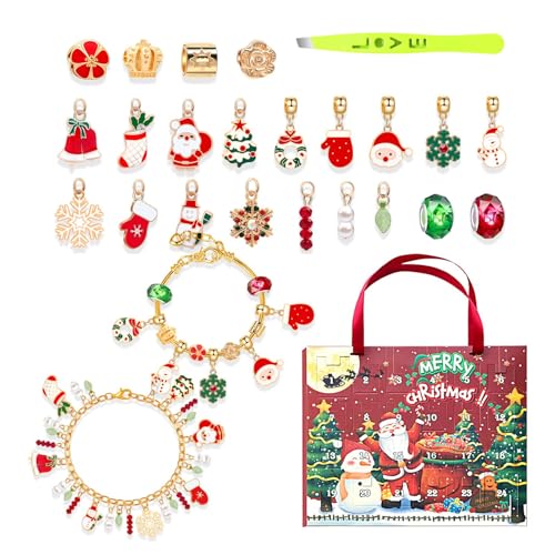 Adsfvs Kinder-Adventskalender 2024, Weihnachtskalender Advent - Schmuckherstellungsset 24 Tage Charm-Armbänder,Countdown bis Weihnachten Armbandherstellungsset, Armbänder, Kalenderornament von Adsfvs