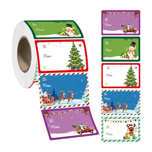 Adsfvs Weihnachts-Namensschilder, Weihnachtsetiketten-Aufkleber - 400X Weihnachts-Organisationsetikettenaufkleber - Selbstklebende Bastelpapier-Aufkleber, Urlaubsgeschenk-Etiketten, 7,5 x 5 cm, für von Adsfvs