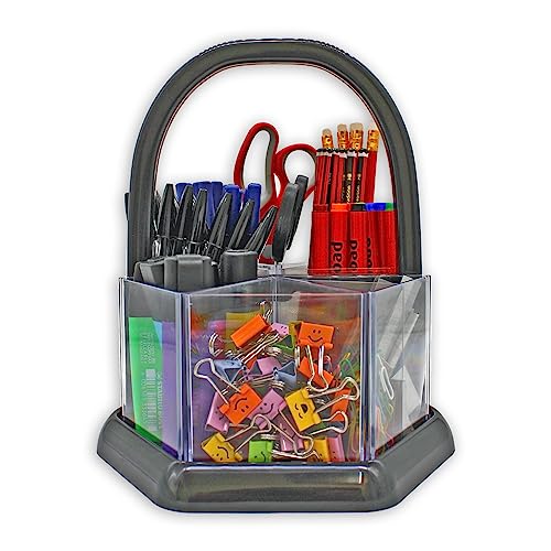 Adventa Schreibtisch-Organizer, multifunktionaler Stift-Schreibtisch-Ordner, Kunst & Handwerk, ordentlicher Halter für Schule, Zuhause und Büro (transparent) von Adventa