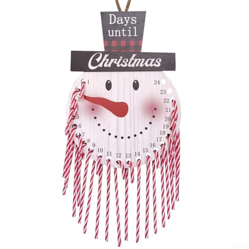 Advokingtap Holz-Weihnachts-Countdown-Adventskalender-Anhänger, Heimdekoration, Zuckerstangen-Design, Wandbehang, Urlaubsdekoration, 30 x 22 cm (B) von Advokingtap