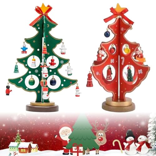 Advokingtap Weihnachtsbaum-Set aus Holz mit Stern und 20 lustigen Zubehörteilen für Urlaub, Festival, Zuhause, Schreibtisch-Dekoration (grün) von Advokingtap