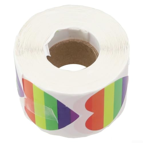 Großpackung mit 500 Aufklebern, Regenbogen-Herz-Etiketten, 3 8 cm Durchmesser (02) von Advokingtap