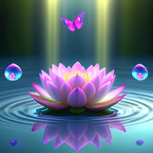 Aeadar Diamond Painting Erwachsene Lotus, 5D Diamant Painting Bilder Diamant Malerei Set, DIY Diamant Malerei für Home Wall Décor (30×30cm) von Aeadar