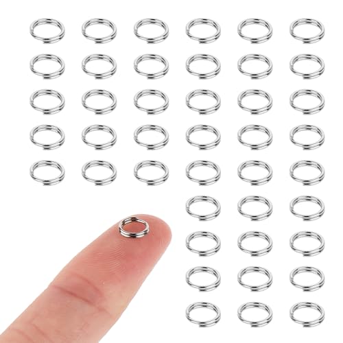 Aeaocvo 100 Stück 8 mm Schlüsselringe, Kleine Schlüsselring Edelstahl, Jump Ringe Biegeringe, Spaltringe Silber Sprungringe für Schmuck, Halsketten, Armbänder, DIY Ornamente von Aeaocvo