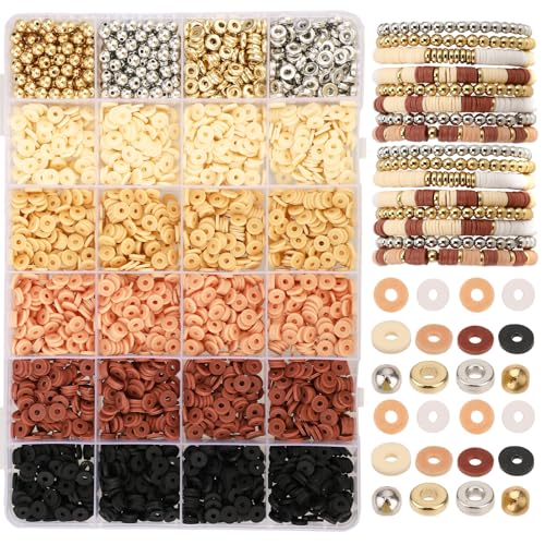 Aeaocvo 3000 Stück Heishi Perlen für Armbänder, Flache Heishi Beads, Bunte Clay Perlen für Erwachsene Kinder DIY Selber Machen Bracelet Making Kit von Aeaocvo