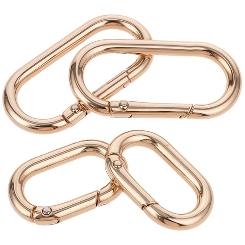 Aeaocvo 4 Stück Schlüsselring Gold, Goldene Karabiner, Rund Oval Karabinerhaken für Geldbörsen, Schlüsselkette, DIY Handwerk Machen (40 mm + 25 mm) von Aeaocvo