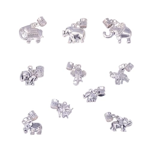 DIY Armband Schmuck Anhänger Deko: 10 Stück Mini Metall Aesthetic Elefant Charm Basteln Set Geburtstag Geschenk Lustig Personalisiert Klein Ohrring Kette Halskett Tasche Bastelset Zubehör Für Jung von AebDerp